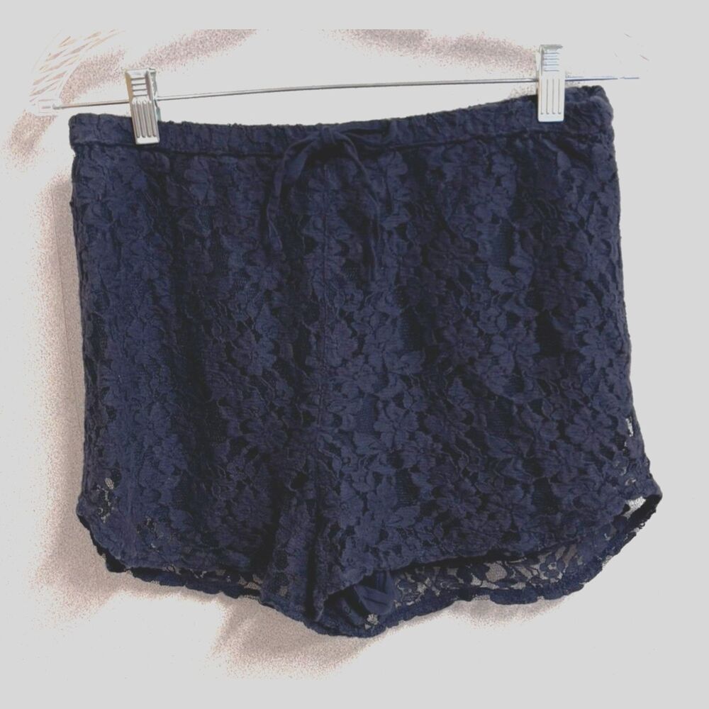 Abercrombie & Fitch Navy Floral Lace Shorts Women's Medium Boho Festival Lined